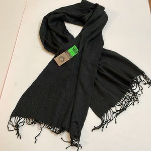 Broner Black Textured Scarf With Fringe 68x14